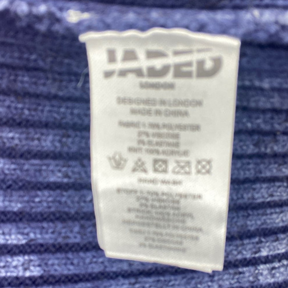 VINTAGE Blue ribbed Penny Lane Fuzzy Y2K Coat Medium - Picture 7 of 10